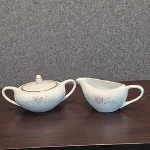 Florenteen Fantasia Sugar Bowl and Creamer Made in Japan Mid Century Vintage